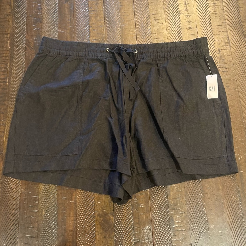 Gap Black Pull-On Linen Drawstring Shorts NWT